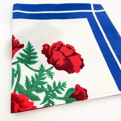 Vintage dug med bl og roser  140 cm