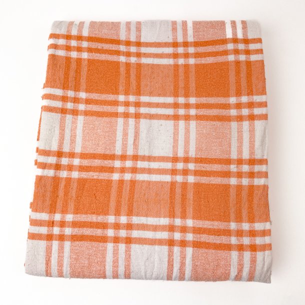 Retro karierte Tischdecke in Wei und Orange