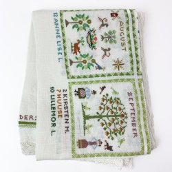 Broderet retro dug med mneder   150 cm