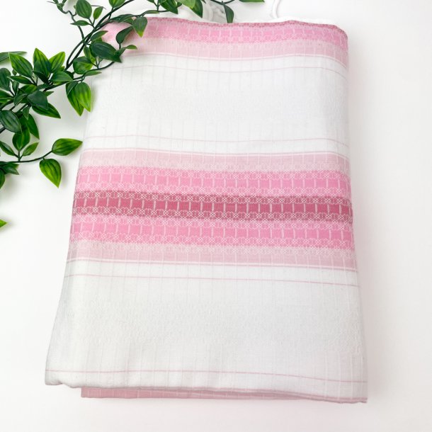 Smukt retro sengest i hvid og rosa 