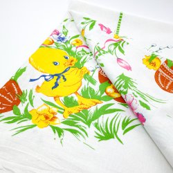 Vintage dug med kyllinger og g  80x120 cm