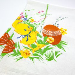 Vintage dug med kyllinger og g  80x120 cm