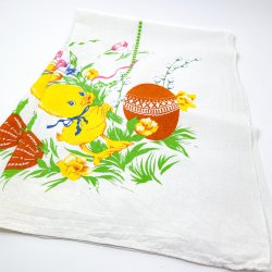 Vintage dug med kyllinger og g  80x120 cm