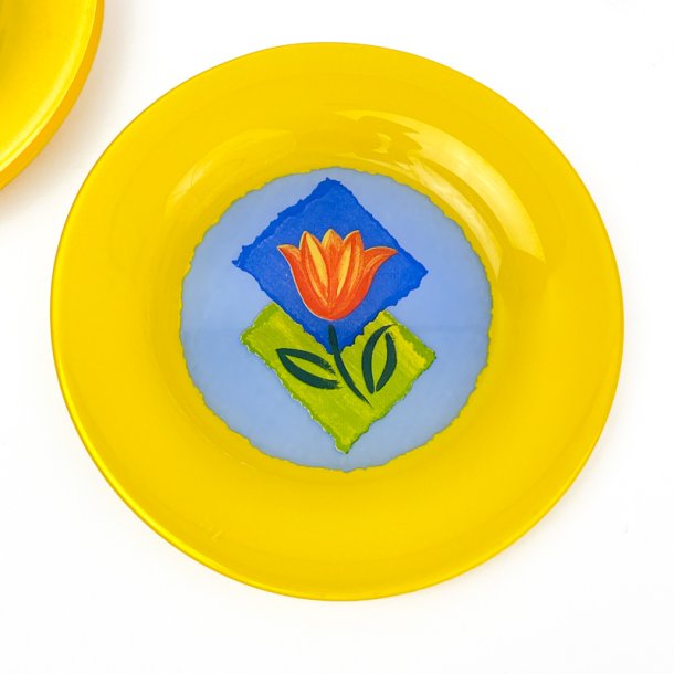 Gelber Retro-Dessertteller aus Glas  Matys  