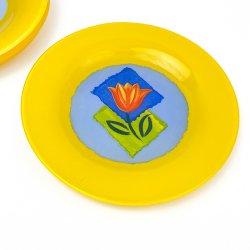 Gelber Retro-Dessertteller aus Glas  Matys  