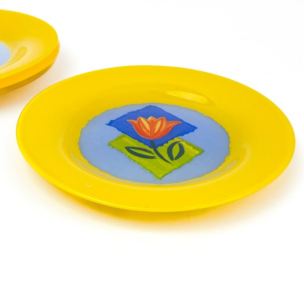 Gelber Retro-Dessertteller aus Glas  Matys  