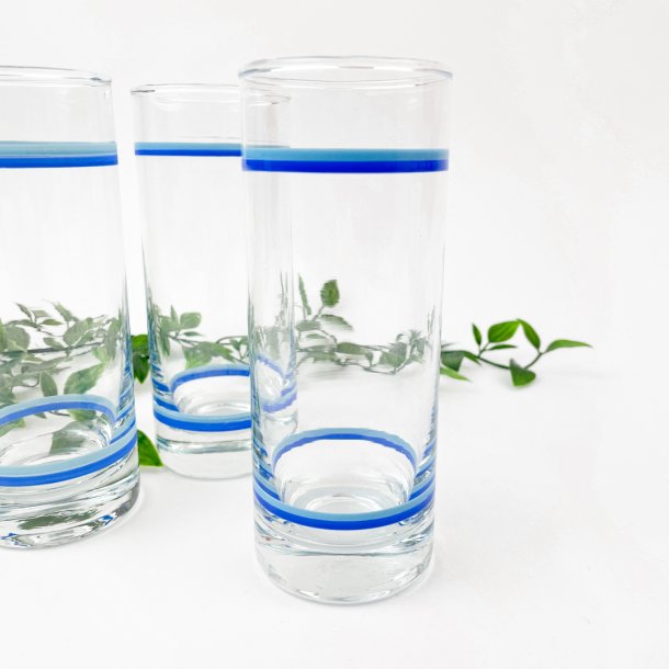 Retro drikkeglas med bl striber