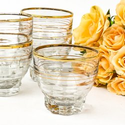 Fransk vintage vandglas med guld