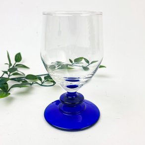 Fransk retro hvidvinsglas � bl� stilk