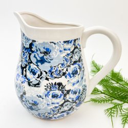 Geblmte Vintage-Kanne in Blautnen