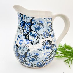 Geblmte Vintage-Kanne in Blautnen