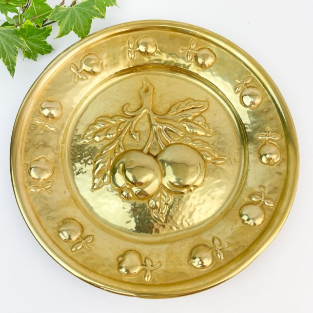 Vintage messingfad med relief