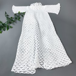 Hklet hvid vintage dbskjole