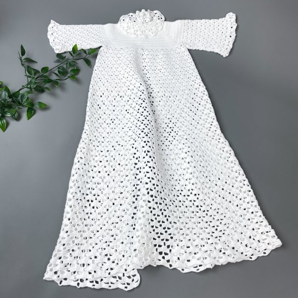 Hklet hvid vintage dbskjole