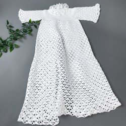 Hklet hvid vintage dbskjole