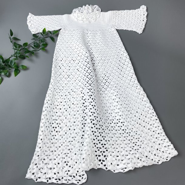 Hklet hvid vintage dbskjole