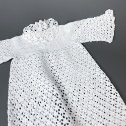 Hklet hvid vintage dbskjole