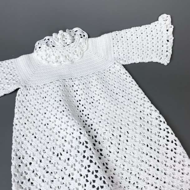 Hklet hvid vintage dbskjole