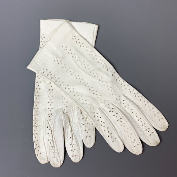 Antike weie Damenhandschuhe aus Ziegenleder  Gre M