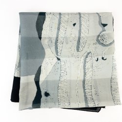 Schwarzes und graues Vintage-Seidentuch.