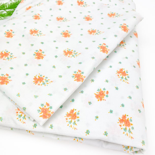 Retro sengetj med orange blomster