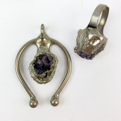 Versilbertes Schmuckset mit Amethyst - Chromica, Dnemark.