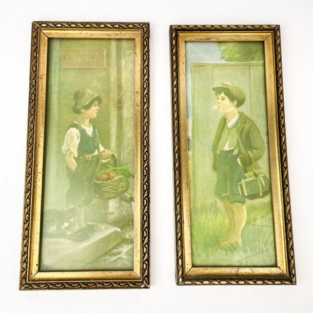 To indrammede vintage tryk - brn