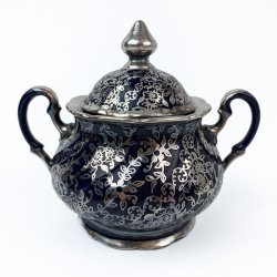 Mitternachtsblaue Vintage-Zuckerschale