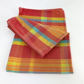 Et retro viskestykke i rde tern