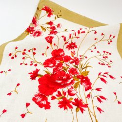 Vintage Geschirrtuch mit rotem Blumenmotiv