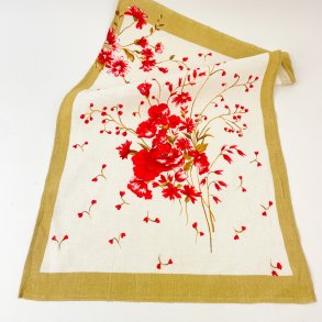 Vintage Geschirrtuch mit rotem Blumenmotiv