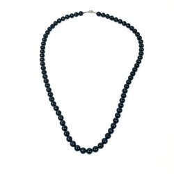 Sort vintage onyx halsk�de med s�lv