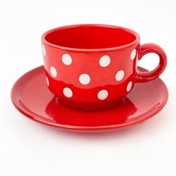 Rote Retro-Tasse mit Untertasse