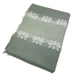 Smuk gr�n retro dug med blomster � 180 cm