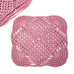 Seks rosa vintage h�klede kaffeservietter