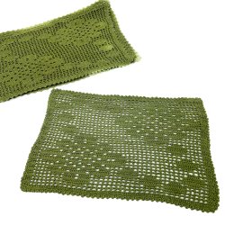 Fire gr�nne vintage h�klede d�kkeservietter