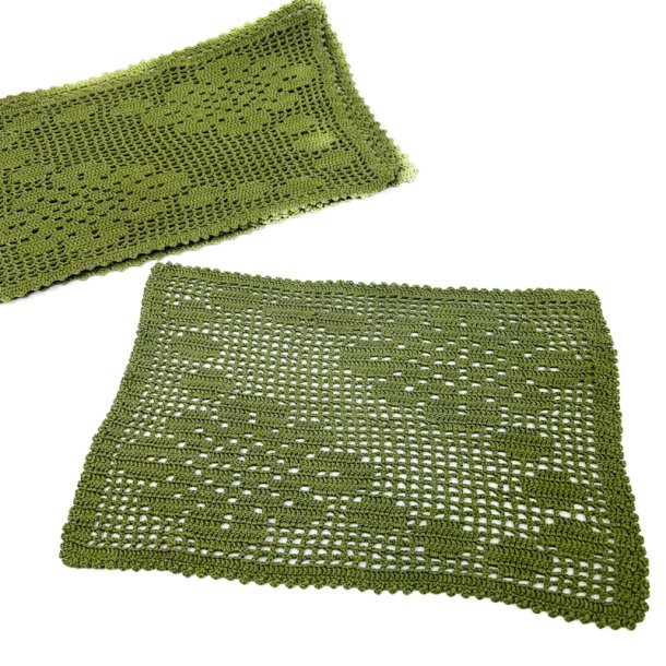 Fire gr�nne vintage h�klede d�kkeservietter