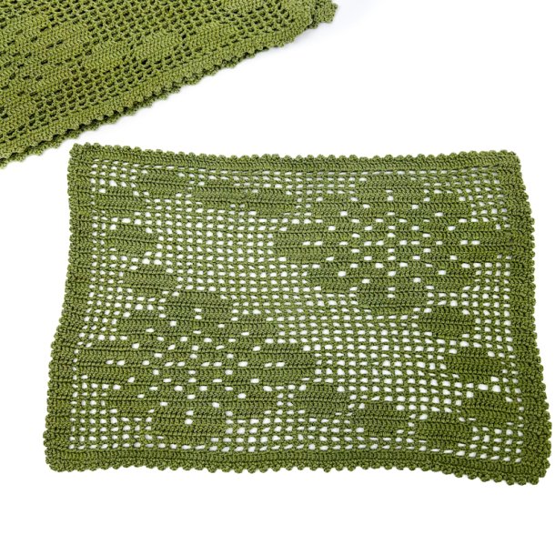 Fire gr�nne vintage h�klede d�kkeservietter